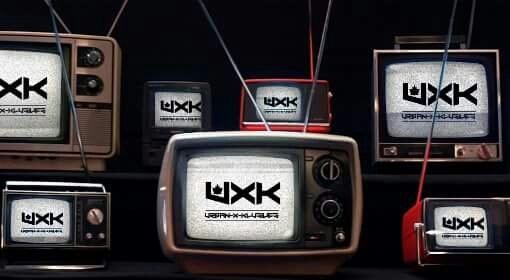 Retro televisions displaying the UXK logo