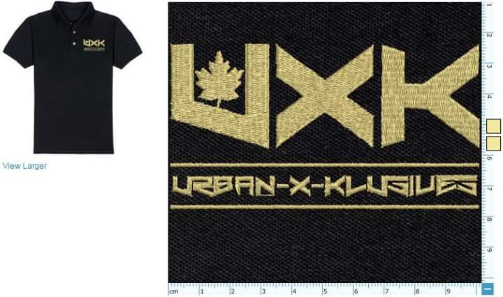 Black UXK embroidered polo shirt mockup