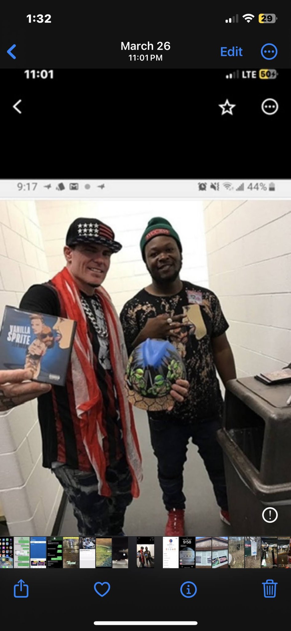 Trav with Vanilla Ice backstage at the I Love 90s tour